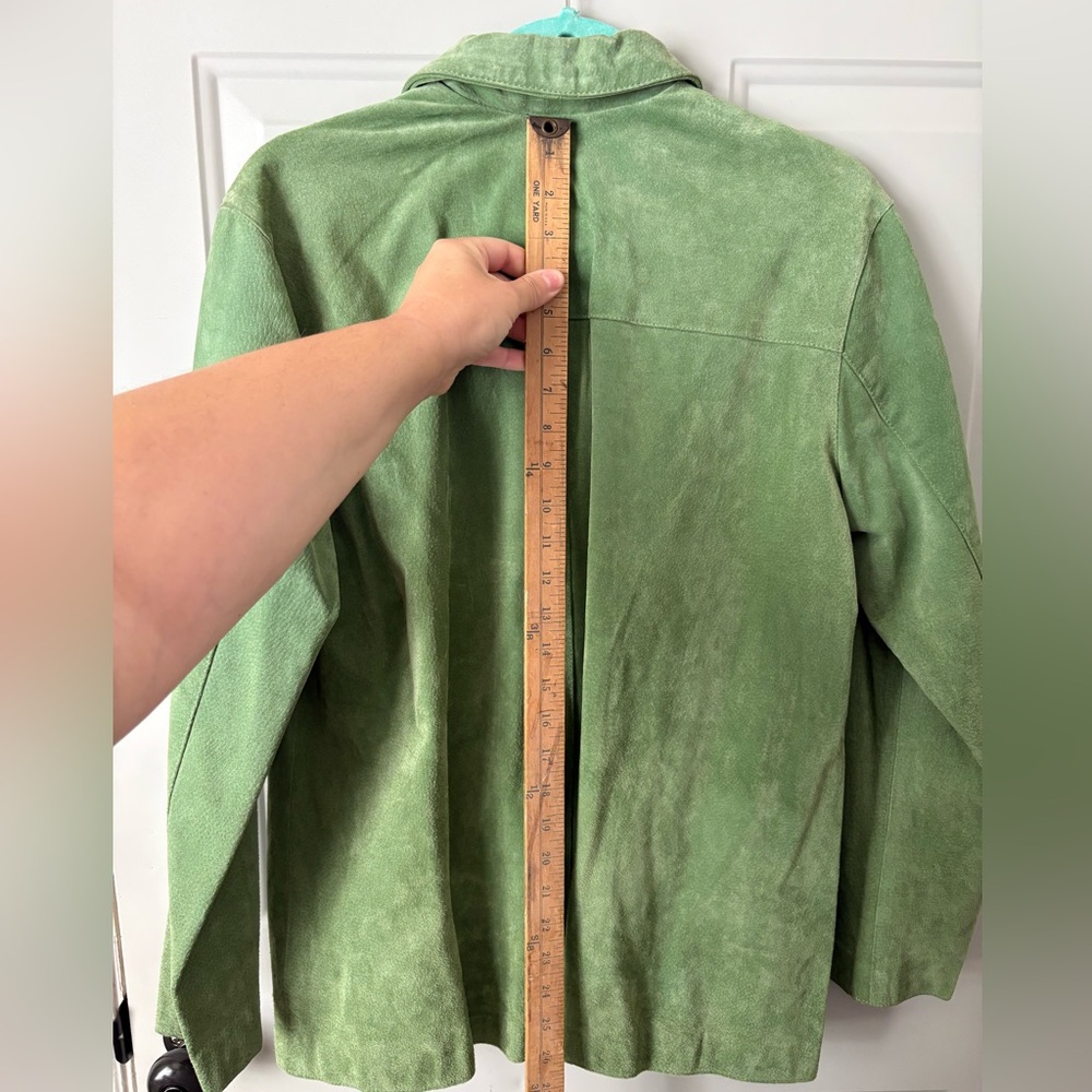 JM Collection Green Suede Button-Up Jacket - Picture 5 of 6